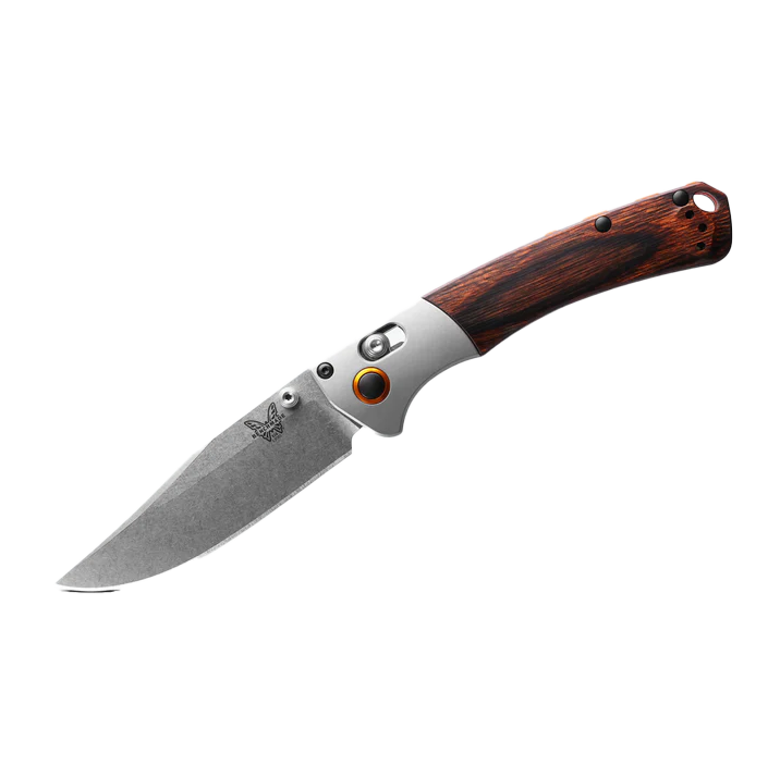 Benchmade Mini Crooked River | Gray Aluminum & Wood | Clip-point Benchmade