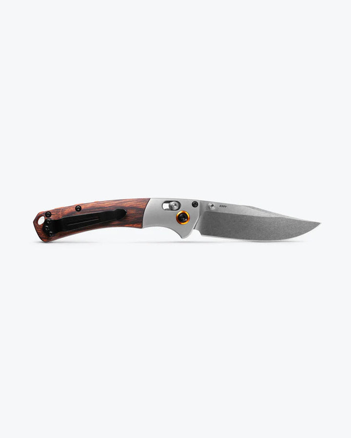 Benchmade Mini Crooked River | Gray Aluminum & Wood | Clip-point Benchmade