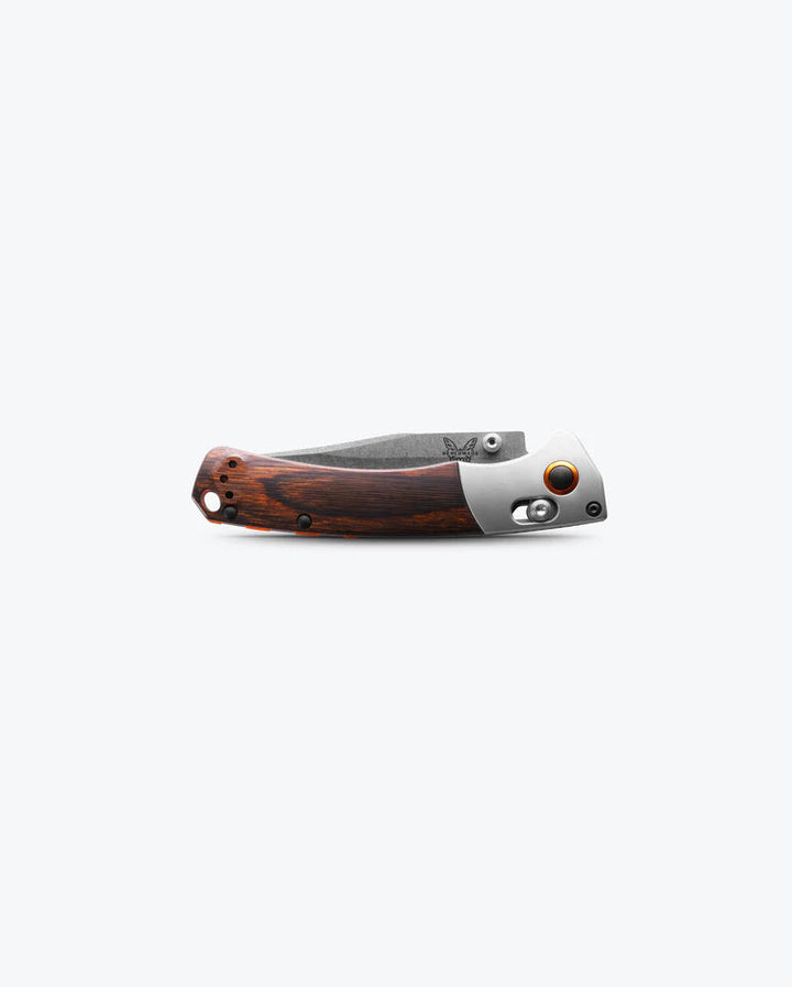 Benchmade Mini Crooked River | Gray Aluminum & Wood | Clip-point Benchmade