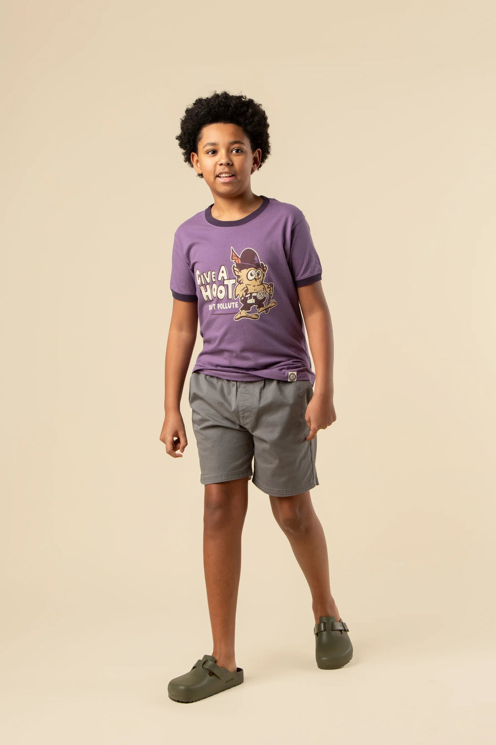 The Landmark Project Kids' Give a Hoot, Don't Pollute Short Sleeve Ringer Tee Landmark Project