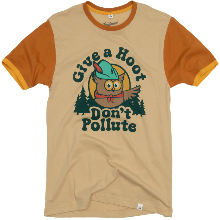 The Landmark Project Unisex Give a Hoot Short Sleeve Colorblock Ringer Tee Landmark Project