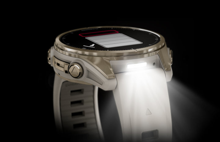 Garmin Fenix 8 - 43mm AMOLED (Sapphire/Soft Gold with Fog Gray/Dark Sandstone Silicone Band) GARMIN