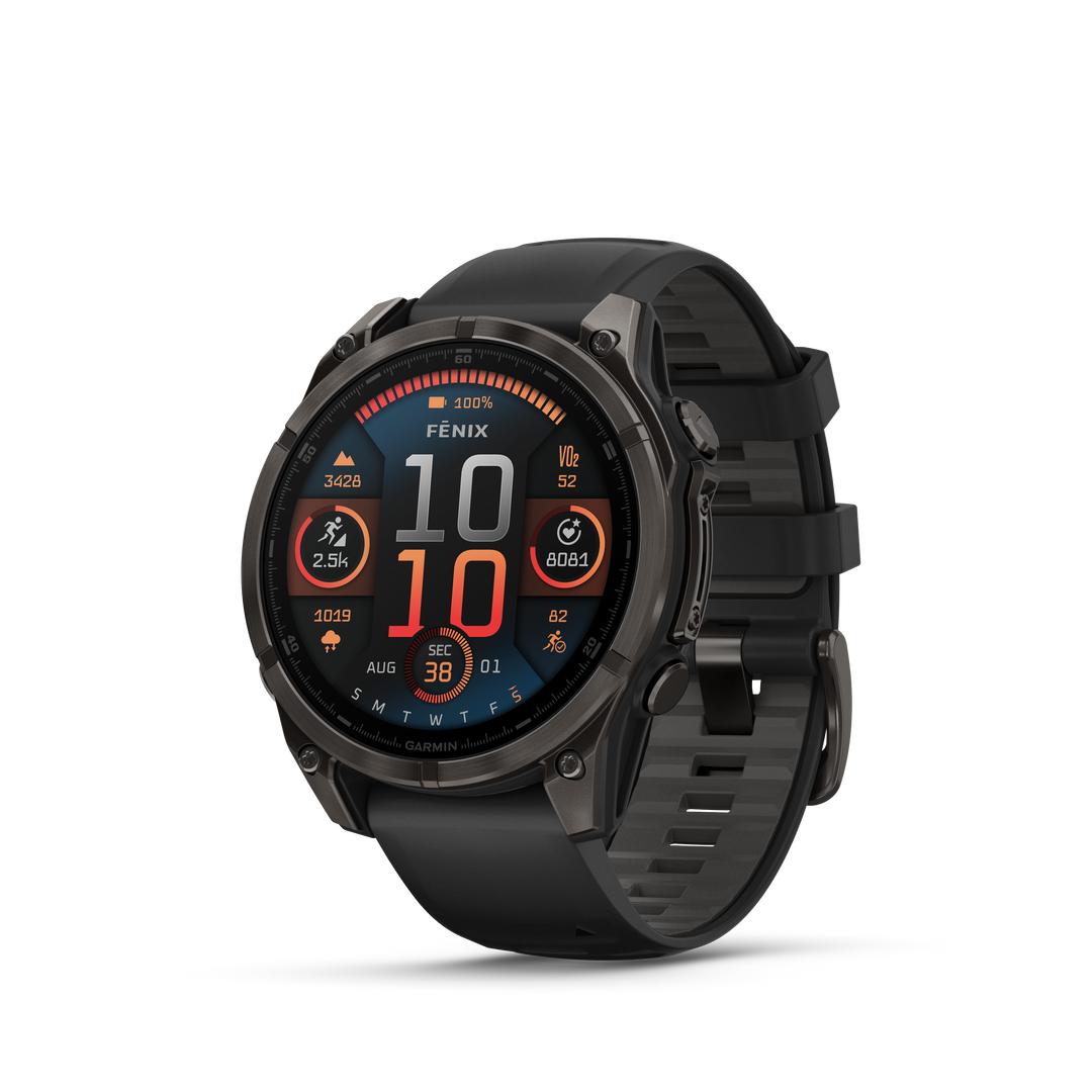 Garmin Fenix 8 - 47mm AMOLED (Sapphire/Carbon Gray Titanium with Black/Pebble Gray Silicone Band) GARMIN