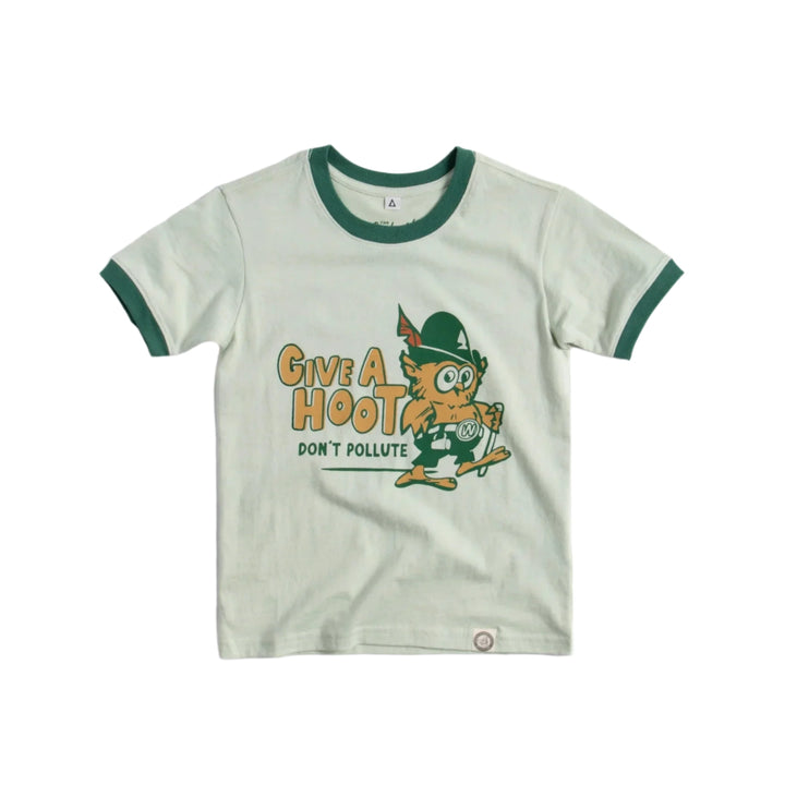 The Landmark Project Kids' Give a Hoot, Don't Pollute Short Sleeve Ringer Tee Landmark Project