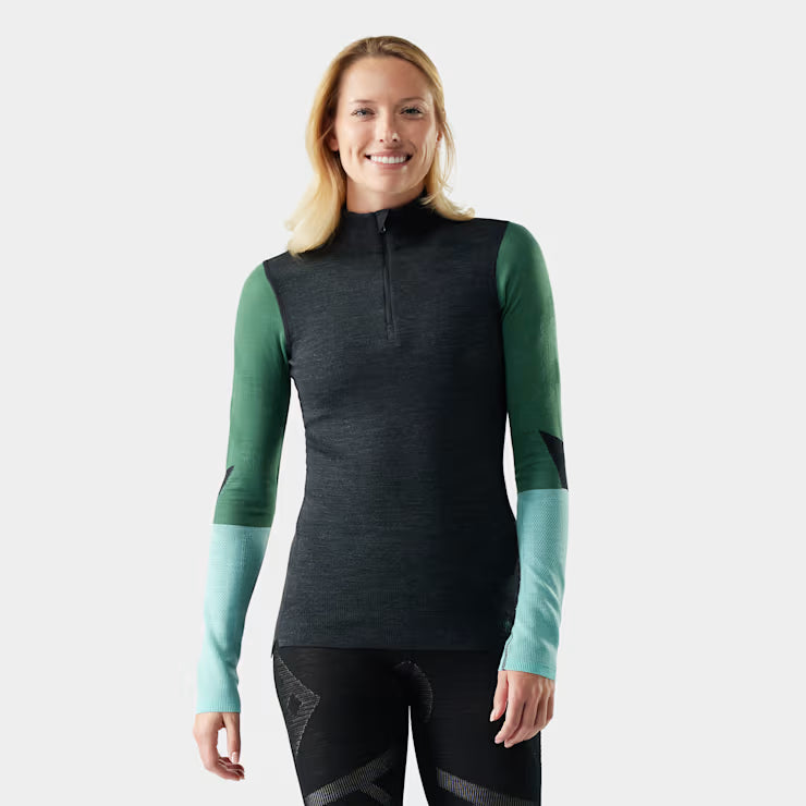 Smartwool Women's Intraknit Thermal Merino Base Layer Colorblock 1/4 Zip SmartWool