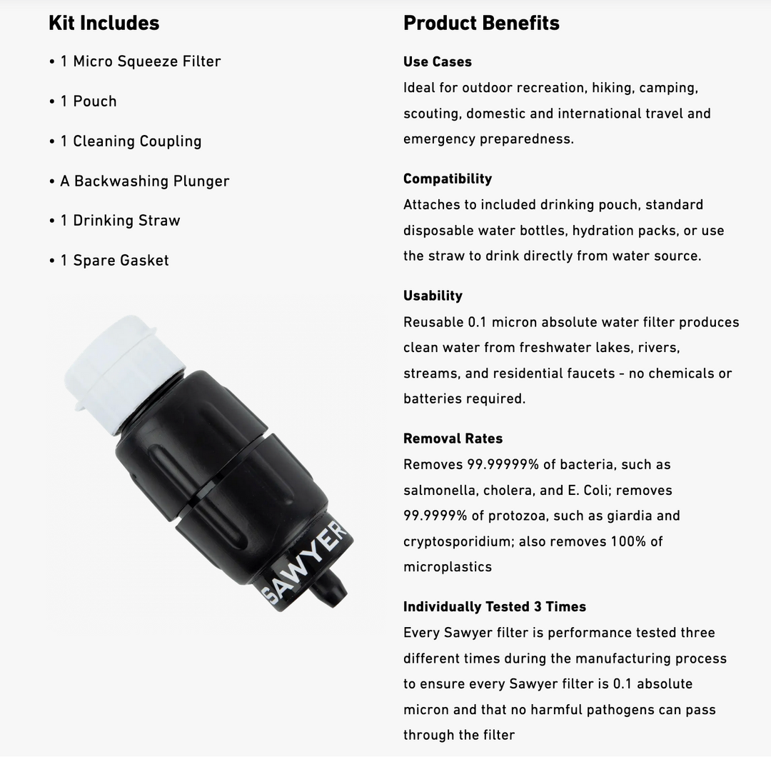 Sawyer Micro Squeeze Water Filter Sawyer