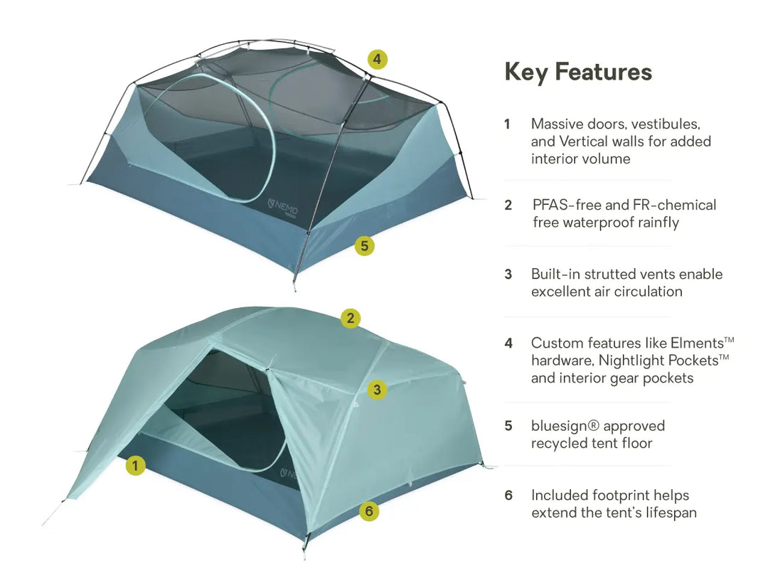 Nemo Aurora Backpacking Tent & Footprint 3-Person - Frost/Silt